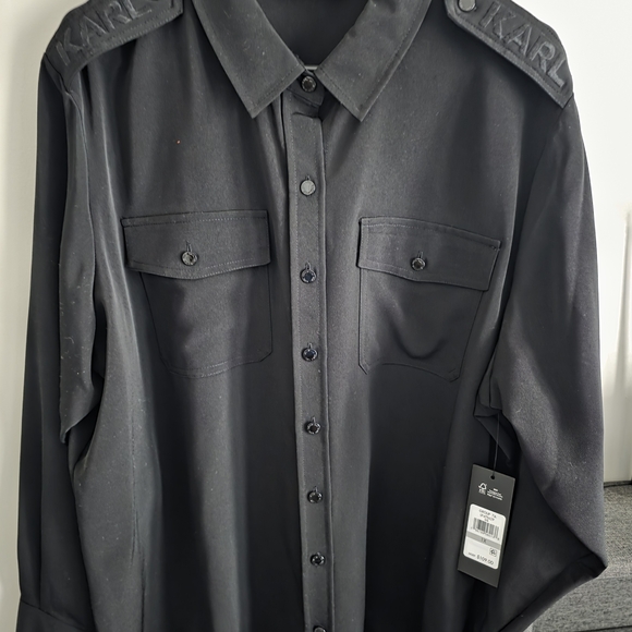 Karl Lagerfeld Paris Womens Plus Size Utility Shirt NWT - Picture 9 of 11